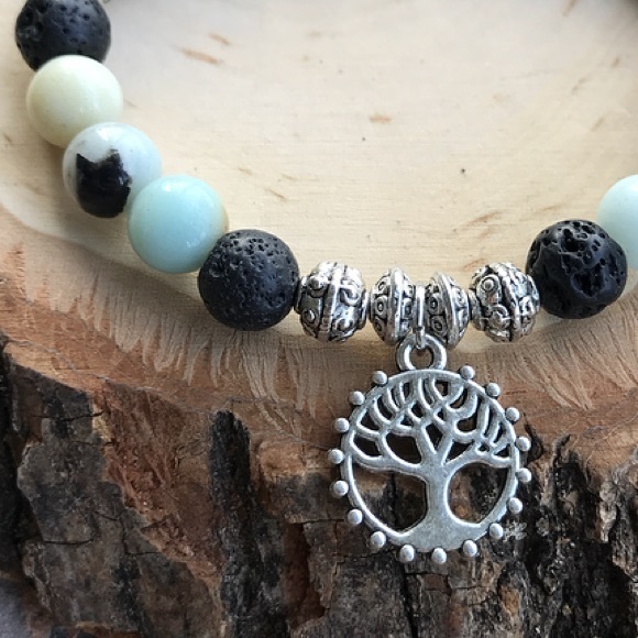 Amazonite lava oil diffuser tree of life bracelet - Picture 7 of 8